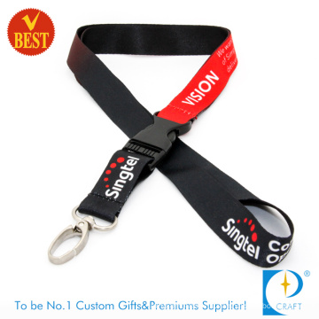 Customized Logo Dye Sublimation Printed Lanyard with Plastic Buckle in High Quality